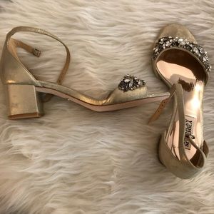 Badgley Mischka gold block heels